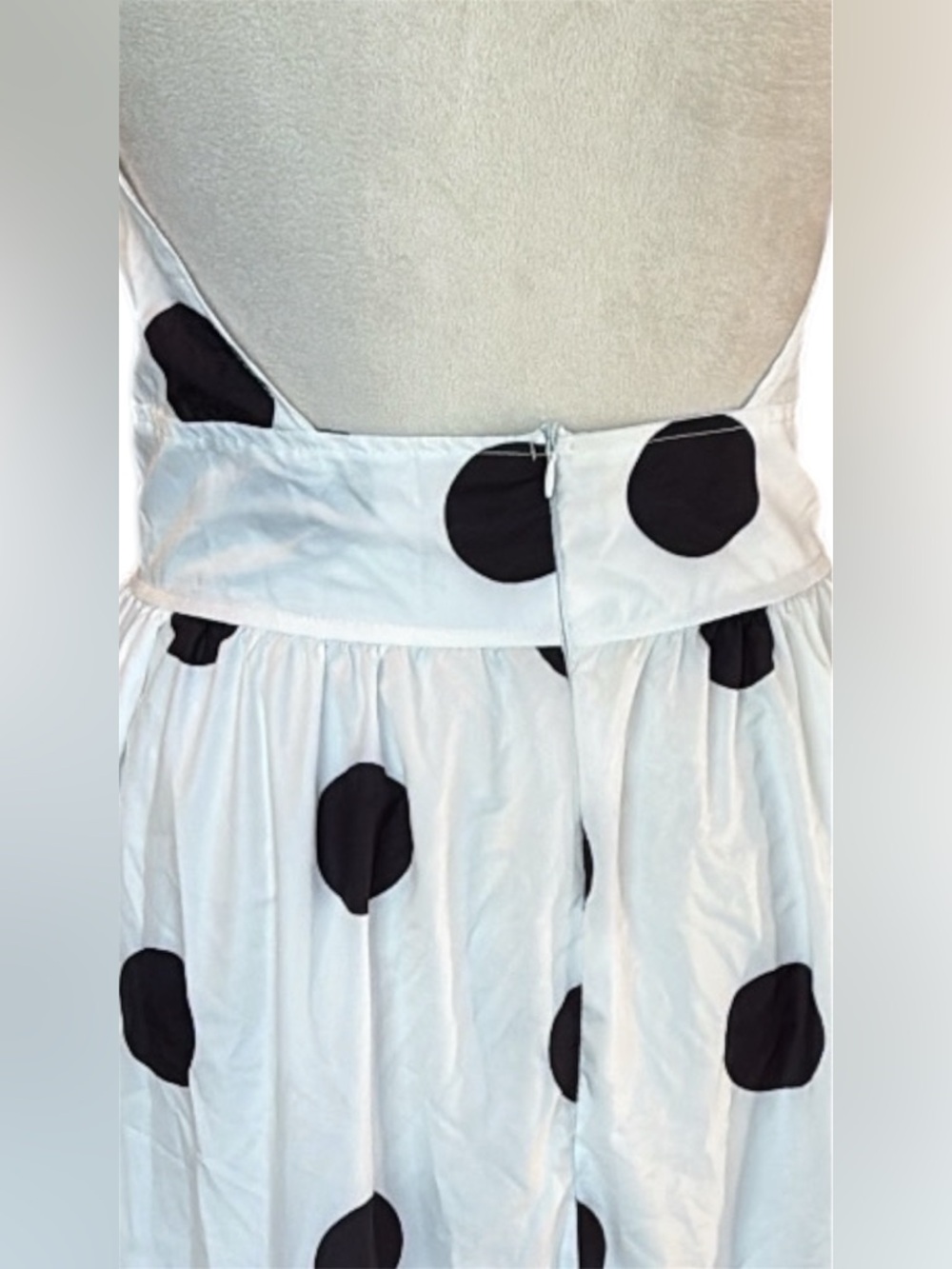 Chic Me- Trendy Beautiful White and Black Polka Dot Halter Maxi Dress - Picture 4 of 6